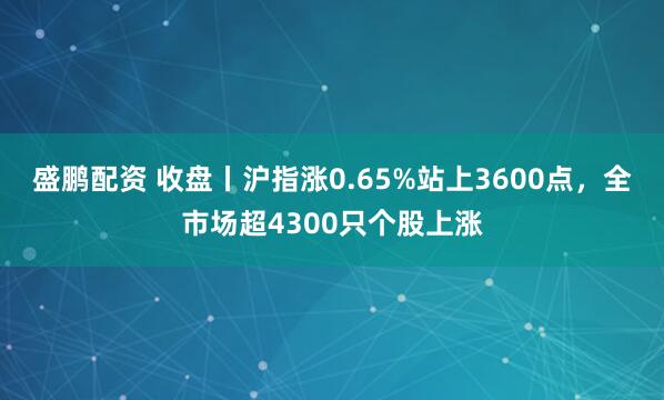 盛鹏配资 收盘丨沪指涨0.65%站上3600点，全市场超4300只个股上涨